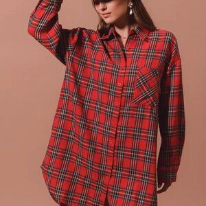 SO ME Christmas‎ Checker Plaid Button Up Shirt Dress
